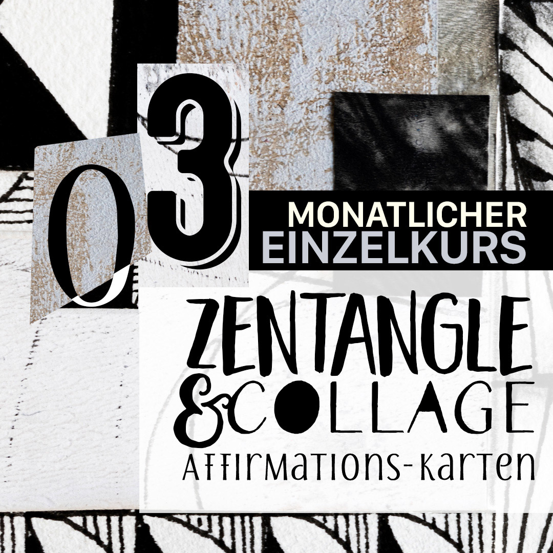 Zentangle & Collage 03: Quadrate. Monotangle. Fragmente.